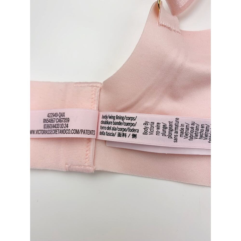 New Victorias Secret Body By Victoria No Wire Plunge Bra Pink M-DD 36DD 38DD - Picture 9 of 11